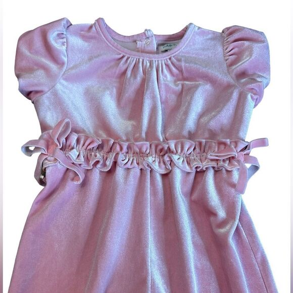 NWT Habitual Kids Soft Pink Crushed Velvet Romper (18 Months) - Picture 2 of 7